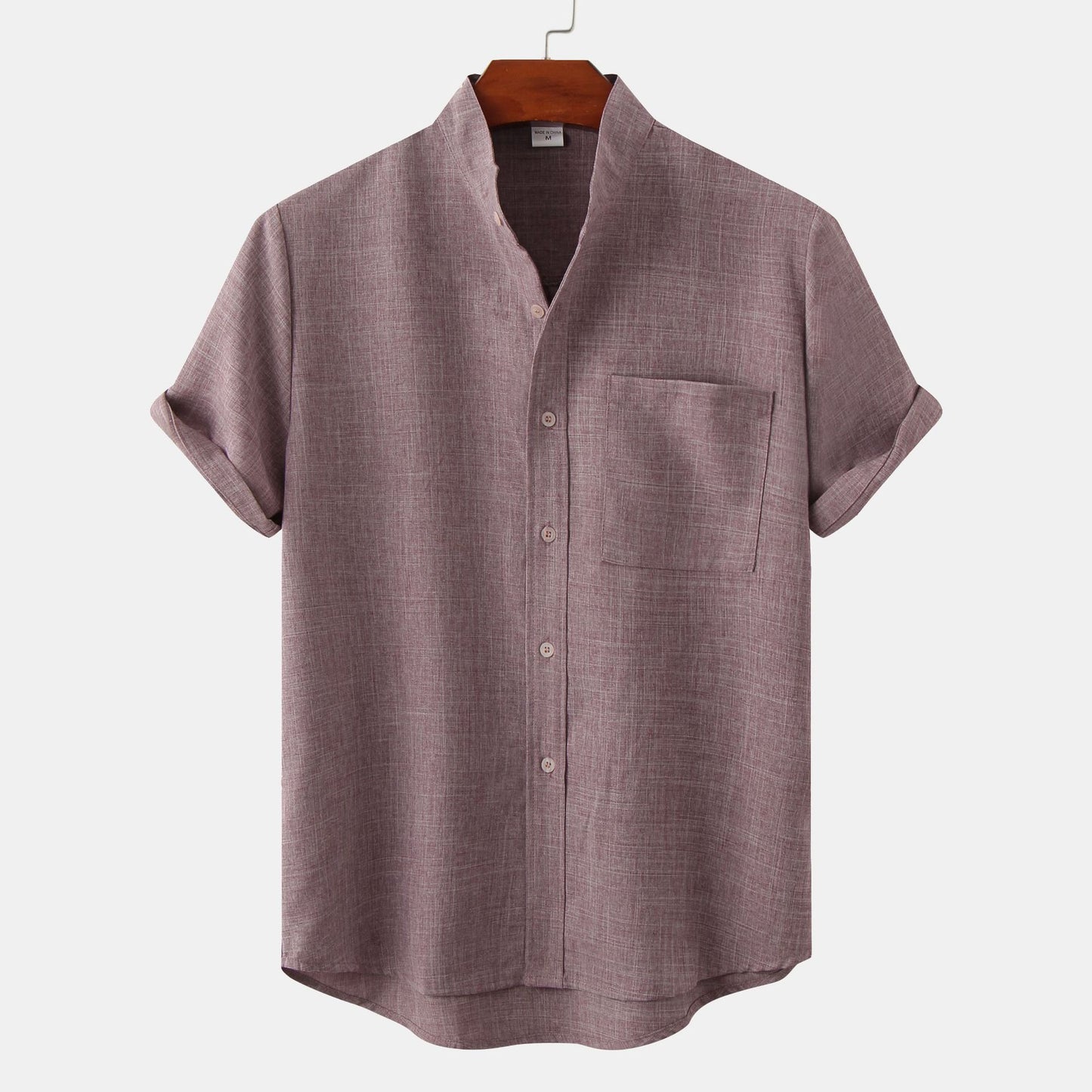 Solid-Colored Cotton And Linen Men'S Shirt - Florivation