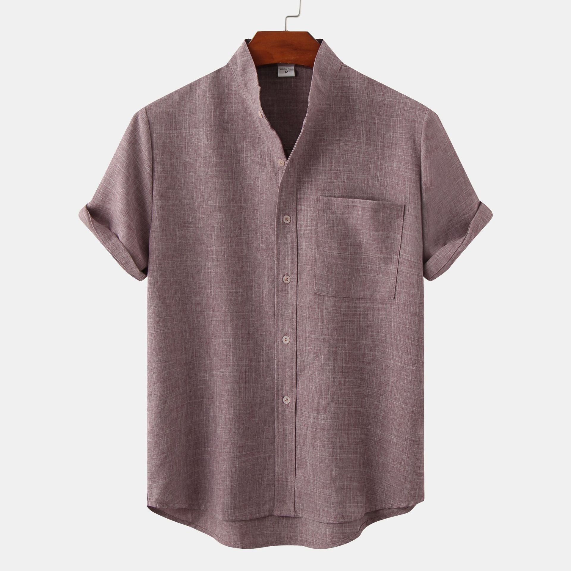 Solid-Colored Cotton And Linen Men'S Shirt - Florivation
