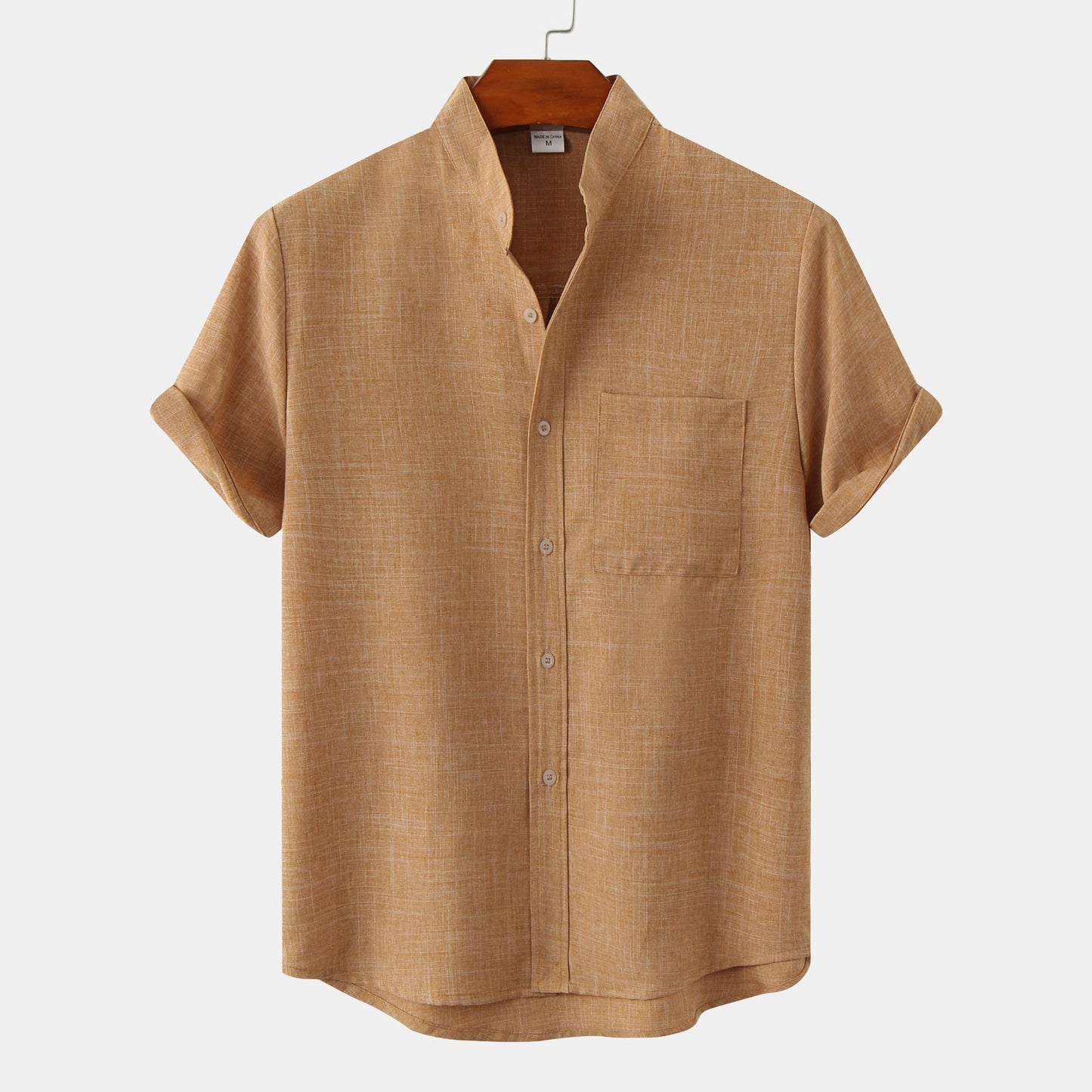 Solid-Colored Cotton And Linen Men'S Shirt - Florivation