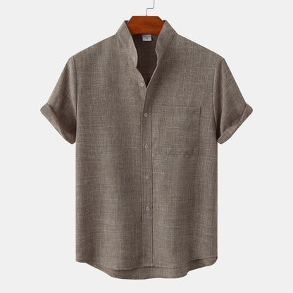 Solid-Colored Cotton And Linen Men'S Shirt - Florivation
