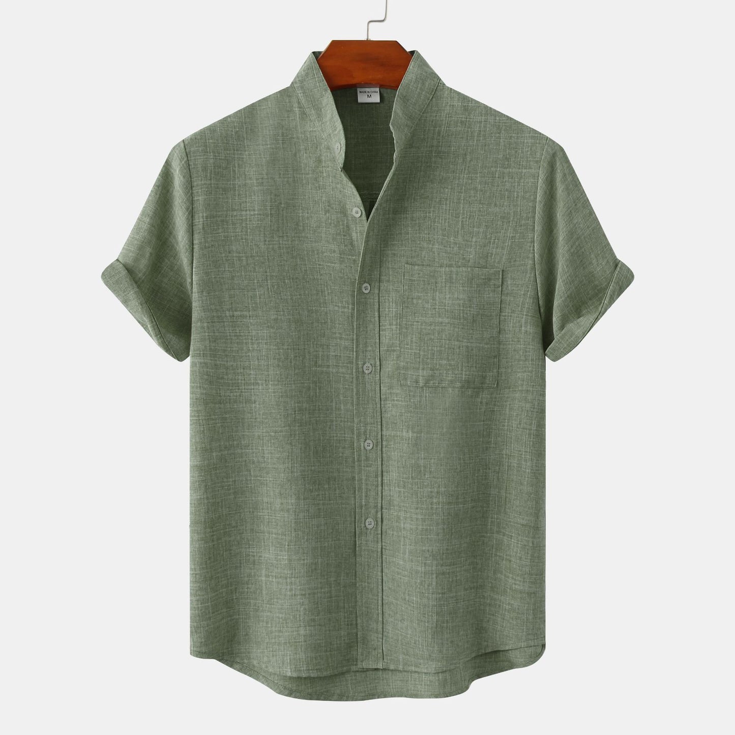 Solid-Colored Cotton And Linen Men'S Shirt - Florivation